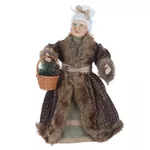 Mamãe Noel em Pé Bege e Marrom Cestinha com Pinha 45cm