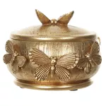 Porta Objetos Joias Resina Dourado Caixa Luxo Decorativa
