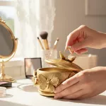 Porta Objetos Joias Resina Dourado Caixa Luxo Decorativa