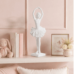 Escultura Bailarina Em Poliresina Branco 30cm Decorativa