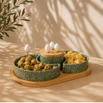 Petisqueira Verde Suporte com 2 Bowls e 4 Pegadores Petisco
