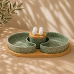 Petisqueira Verde Suporte com 2 Bowls e 4 Pegadores Petisco
