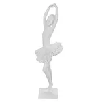 Escultura Bailarina Em Poliresina Branco 30cm Decorativa