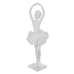 Escultura Bailarina Em Poliresina Branco 30cm Decorativa