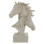 Escultura Decorativa Poliresina Busto Cavalos Bege 23,2cm