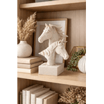 Escultura Decorativa Poliresina Busto Cavalos Bege 23,2cm