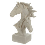 Escultura Decorativa Poliresina Busto Cavalos Bege 23,2cm