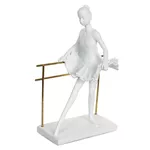 Escultura Bailarina Em Poliresina Branco 19,5cm Decorativa