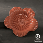 Travessa Campestre Flor em Cerâmica Pimenta Rosa Média 32 cm