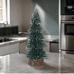 Mini Arvore Natal Flocked Verde Branco 20cm