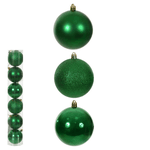 Jogo 6 Bolas de Natal Tubo Misto Verde 8cm