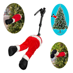 Pernas Papai Noel Entrando Na Arvore De Natal Com Movimento Vermelho Noel Na Arvore
