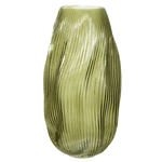 Vaso Vidro Decorativo Canelado Verde 33cm