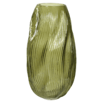 Vaso Vidro Decorativo Canelado Verde 28,5cm