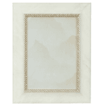 Porta Retrato em Poliestireno e Vidro 13x18cm Off White Dourado