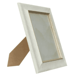 Porta Retrato em Poliestireno e Vidro 13x18cm Off White Dourado