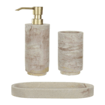 Kit para Banheiro Poliresina com 3 Peças Himalaia Bege Rosa