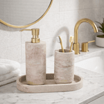 Kit para Banheiro Poliresina com 3 Peças Himalaia Bege Rosa