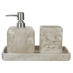 Kit para Banheiro Poliresina com 3 Peças Atacama Bege Branco