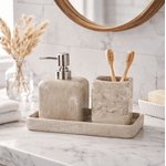 Kit para Banheiro Poliresina com 3 Peças Atacama Bege Branco