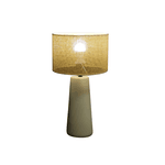 Abajur Decorativo Cerâmica e Rattan Bivolt Off White 56x30cm