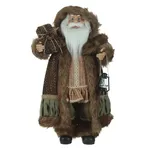 Papai Noel Natal Em Pé Bege Marrom Presente Lanterna 60cm