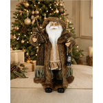 Papai Noel Natal Em Pé Bege Marrom Presente Lanterna 60cm