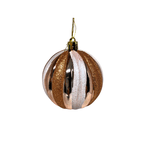Caixa Com 3 Bolas Natalinas Cobre e Branca 8cm