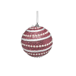 Jogo 3 Bolas De Natal Rosa Brilho Pérolas Branca 10cm