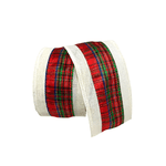 Fita Decorativa Aramada 6,3cm Off e Xadrez 9,14m