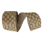 Fita Natalina Bege com Dourado Glitter 6,3CMX9,14m