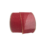 Fita Decorativa 6,3cm Vermelha Brilho Dourado 9,14m