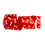 Fita Natalina Aramada Vermelho PET Ossinhos 6,3CMX9,14m