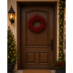 Guirlanda De Natal Berry Vermelho Cereja Fibra 50cm Porta