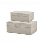 Kit 2 Caixas Decorativa Cinza Multiuso Em Mdf E Courino
