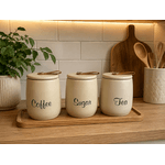 Conjunto Jogo Potes Lata Porta Mantimentos Açúcar Café Chá