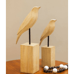 Jogo 2 Pássaros Escultura Decorativo Poliresina Luxo Decor