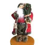 Papai Noel em Pé Campestre com Casinha Vermelho e Verde 60cm