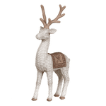 Rena Decorativa Em Resina Natal Branca E Bege Trançado 40cm