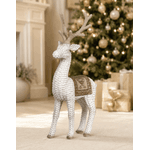 Rena Decorativa Em Resina Natal Branca E Bege Trançado 40cm