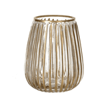 Vaso Decorativo Vidro Transparente com Detalhes Dourados P