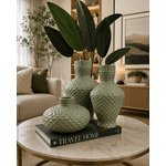 Vaso Decorativo Verde Com Textura Decore Home 14 Cm