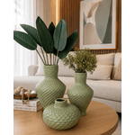 Vaso Decorativo Verde Com Textura Decore Home 14 Cm