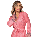 29187 - Robe curto em tecido e renda. - Rosa