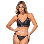 27899 - Conjunto triângulo. Calcinha fio. - Preto