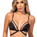 27496 - Conjunto sem bojo. Calcinha fio. - Preto