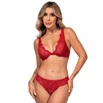 27902 - Conjunto com aro e sem bojo. Calcinha fio. - Vermelho