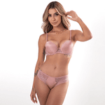 29669 - Conjunto Push Up. Calcinha fio. - Nude