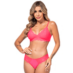 26342 - Conjunto triângulo. Calcinha fio. - Rosa