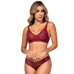 24182 - Conjunto com aro e sem bojo. Calcinha fio. - Vermelho